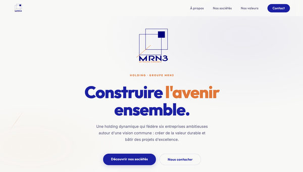 Accueil du site MRN3, avec son logo et le titre « Construire l’avenir ensemble ».